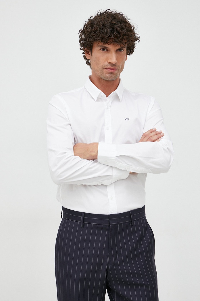 Košeľa Calvin Klein slim biela K10K110856.9BYY