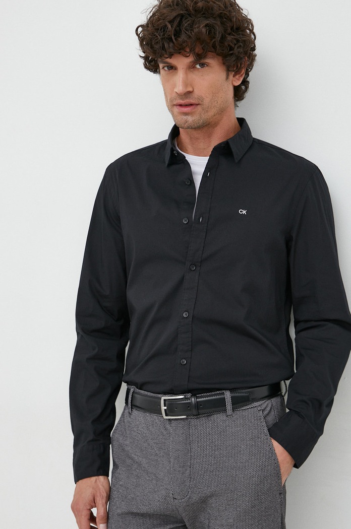 Πουκάμισο Calvin Klein slim μαύρο K10K110856.9BYY