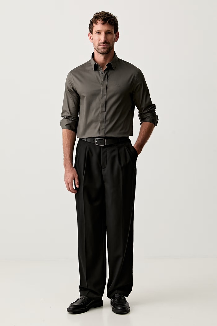Armani Exchange koszula męska bawełniana z elastanem 8NZCBD.ZN10Z szary AA00