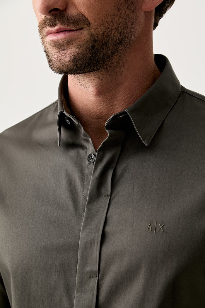Armani Exchange koszula męska bawełniana z elastanem 8NZCBD.ZN10Z szary