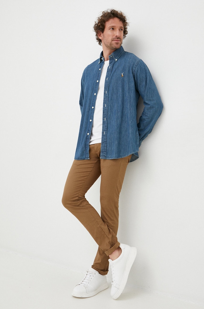 Abbigliamento Polo Ralph Lauren camicia di jeans 710792043001 blu