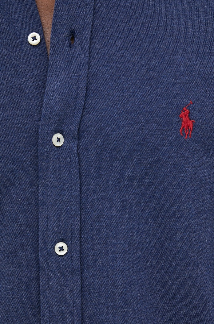 Памучна риза Polo Ralph Lauren 710654408081 тъмносин AW22