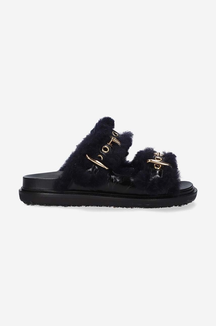 Marni klapki skórzane Fussbett Shoe płaski czarny FBMS014501.P5045.ZL866
