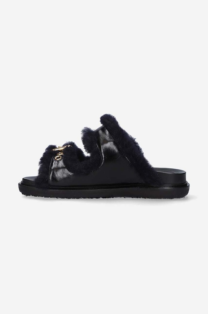 Obuwie Marni klapki skórzane Fussbett Shoe FBMS014501.P5045.ZL866 czarny