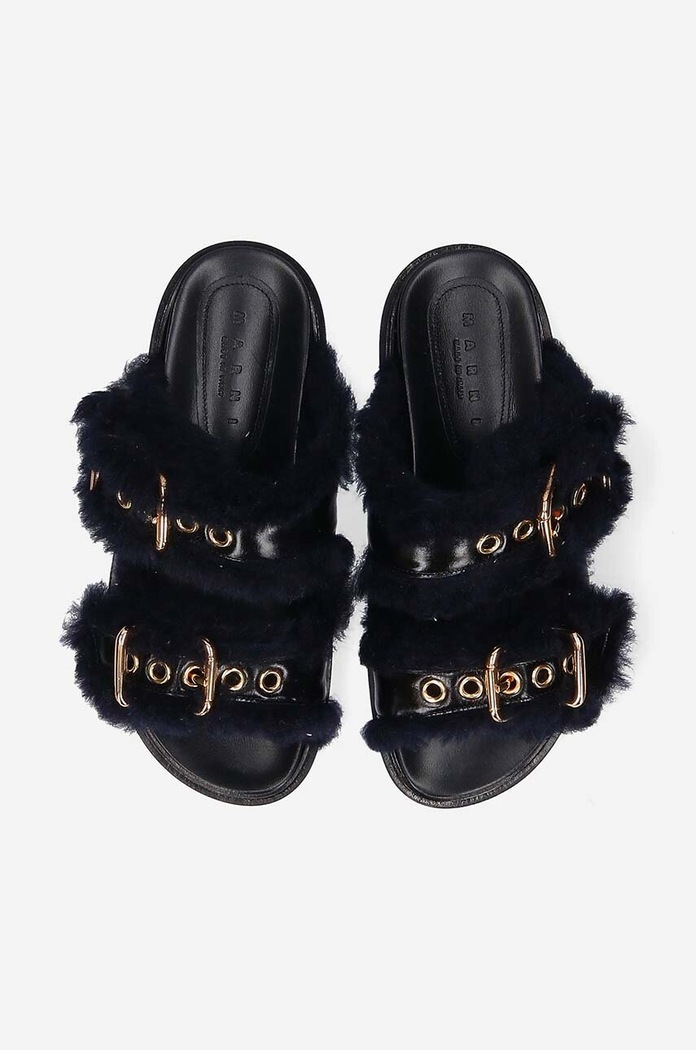 Marni klapki skórzane Fussbett Shoe czarny FBMS014501.P5045.ZL866