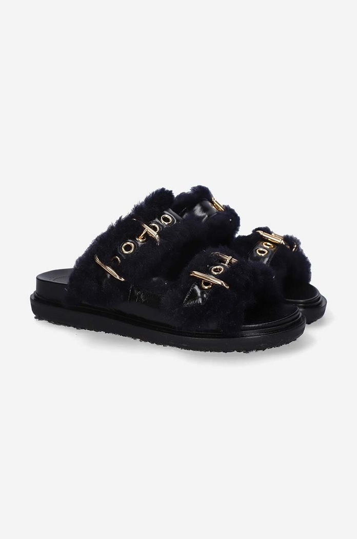 Marni klapki skórzane Fussbett Shoe FBMS014501.P5045.ZL866 czarny