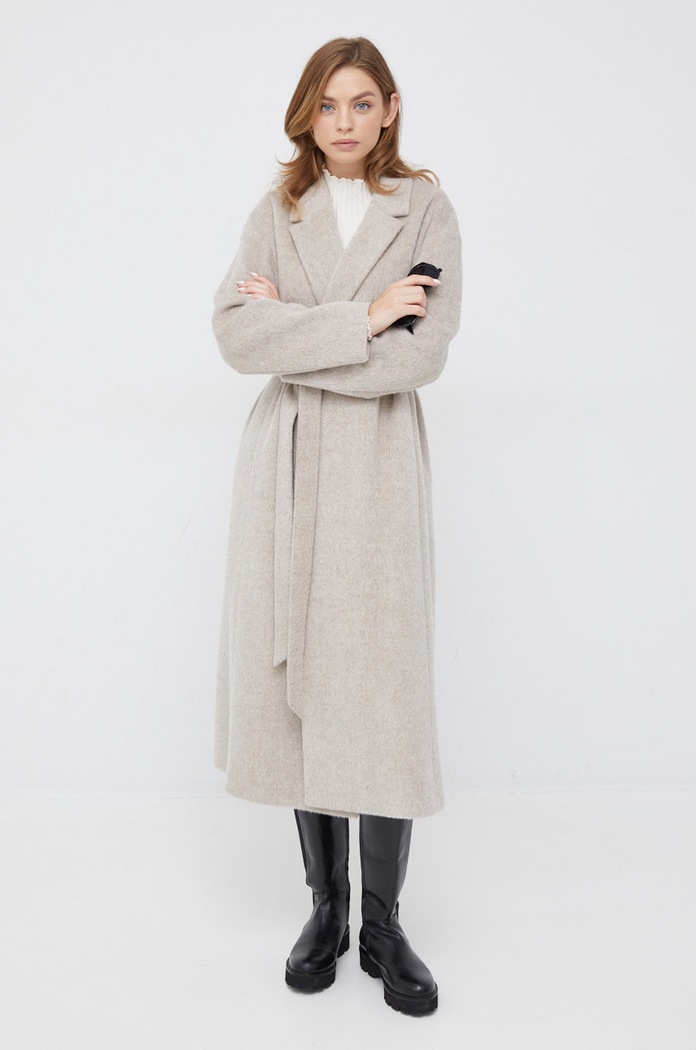 Vlněný kabát Calvin Klein nezateplené béžová K20K204951.9BYY