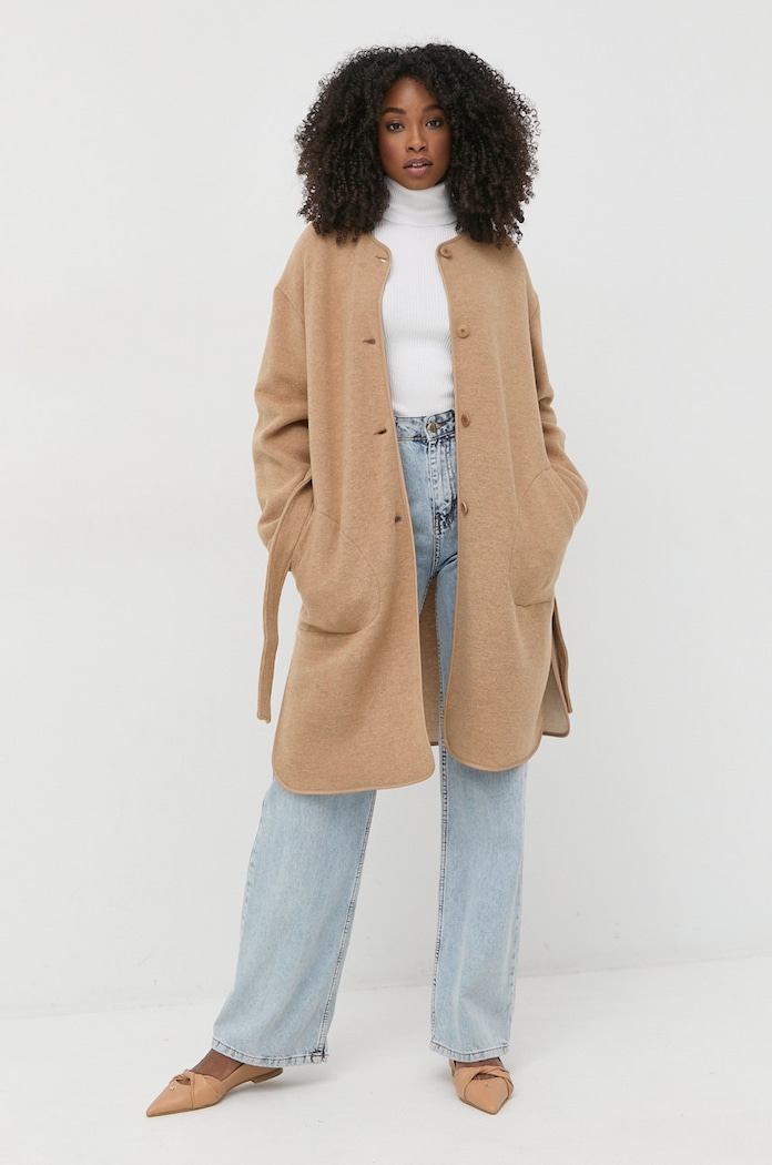Max Mara Leisure gyapjúkabát 39060426600 barna AW22