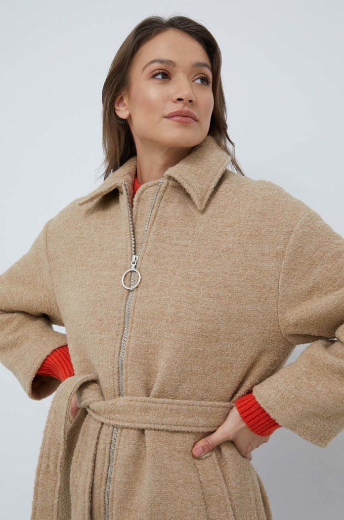 Kabát s příměsí vlny United Colors of Benetton nezateplené béžová 2WDPDN00Z.993