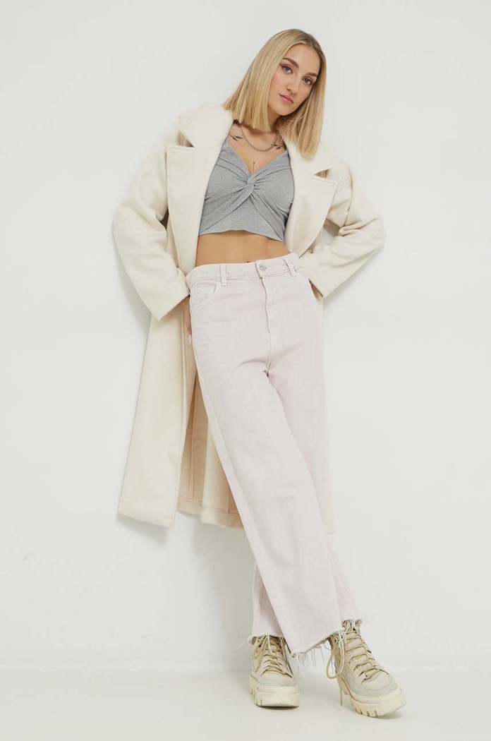 Палто с вълна Abercrombie & Fitch KI144.2043.178 бежов AW22