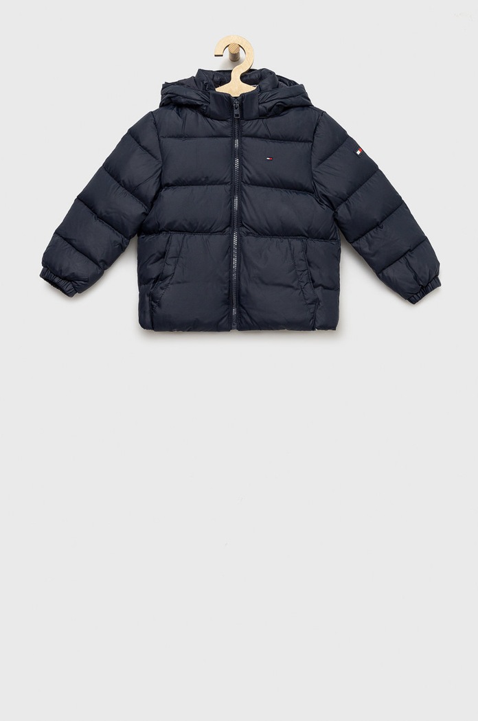 Dětská oboustranná péřová bunda Tommy Hilfiger s podšívkou námořnická modř KB0KB07517.9BYY