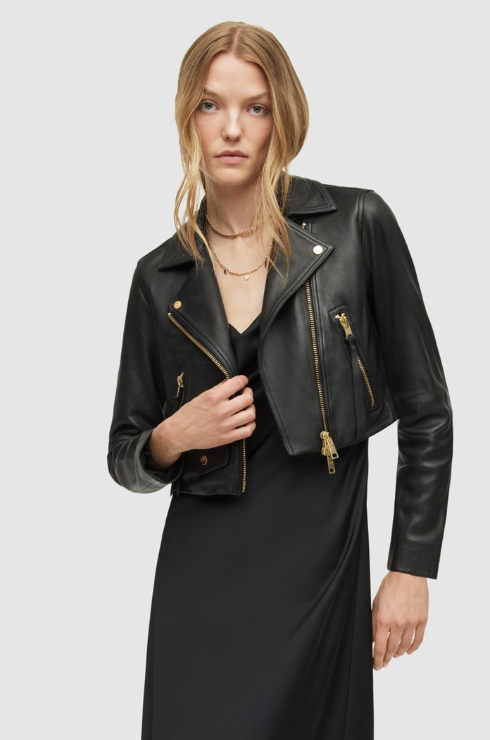 Kožený křivák AllSaints nezateplené černá WL166X