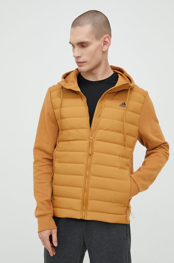adidas Performance bluza Varilite Hybrid z kapturem brązowy HG8743