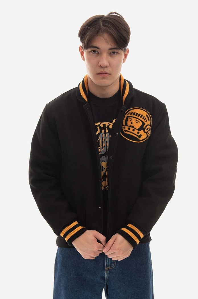 Billionaire Boys Club wool blend bomber jacket Astro Varsity Jacket non-insulated black B22301