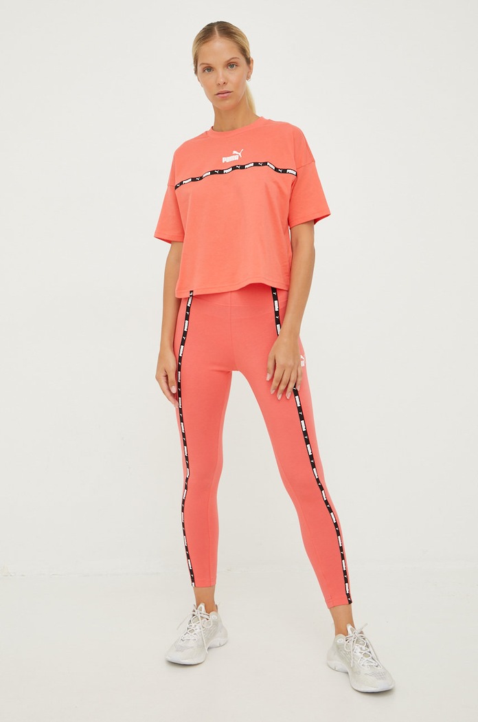 Puma legginsy Power Tape 849949 pomarańczowy AW22
