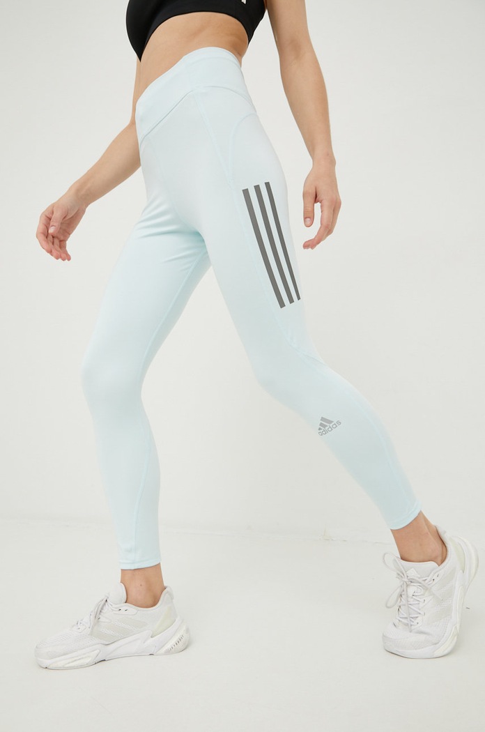 Běžecké legíny adidas Performance Own The Run pletenina modrá HM1120
