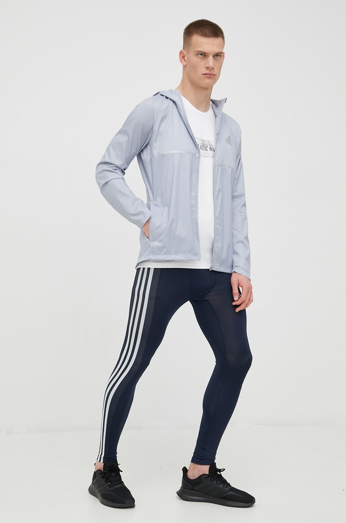 adidas Performance leggins de antrenament 3-stripes tricotaj bleumarin HJ9923