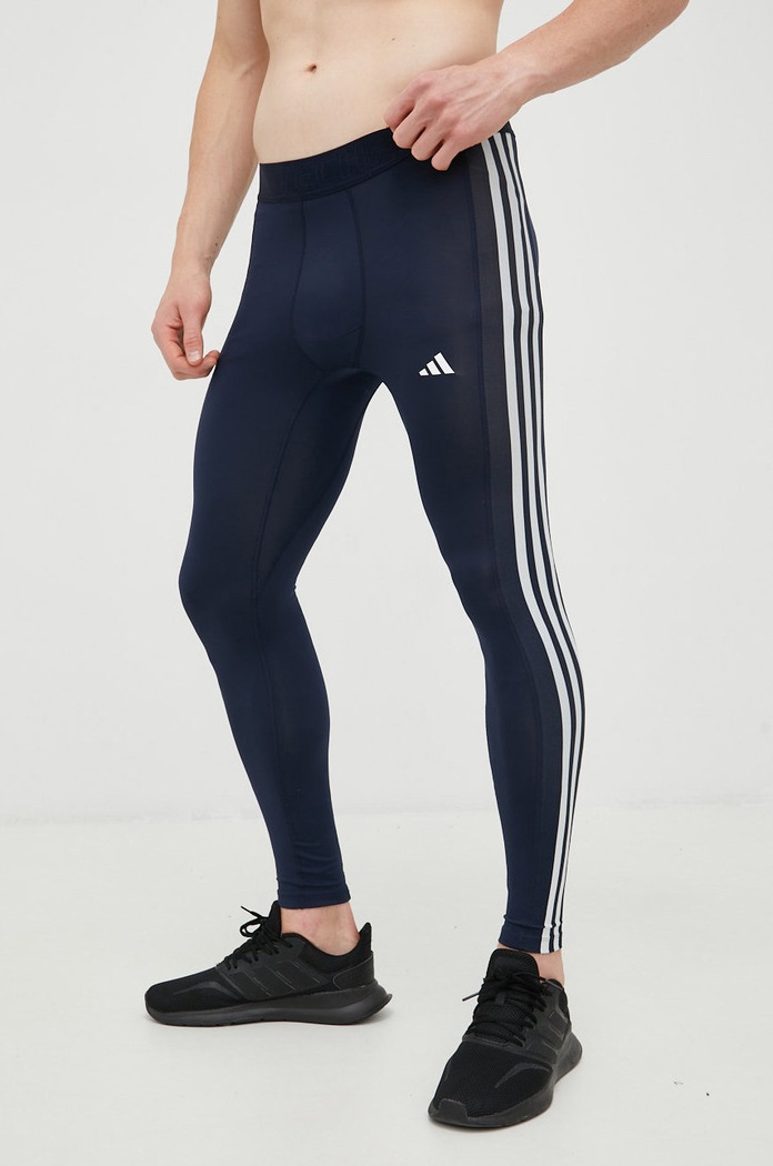 adidas Performance leggins de antrenament 3-stripes HJ9923 bleumarin AW22