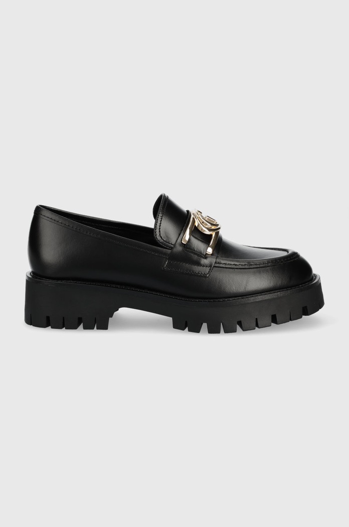 Usnjeni mokasini Guess Ilary Platforma črna FL7ILR.LEA14.BLACK