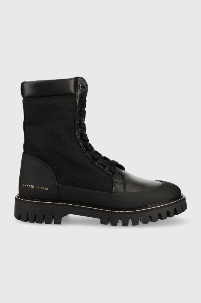 Farmářky Tommy Hilfiger Th Casual Lace Up Boot bez podpatku černá FW0FW06549.BDS