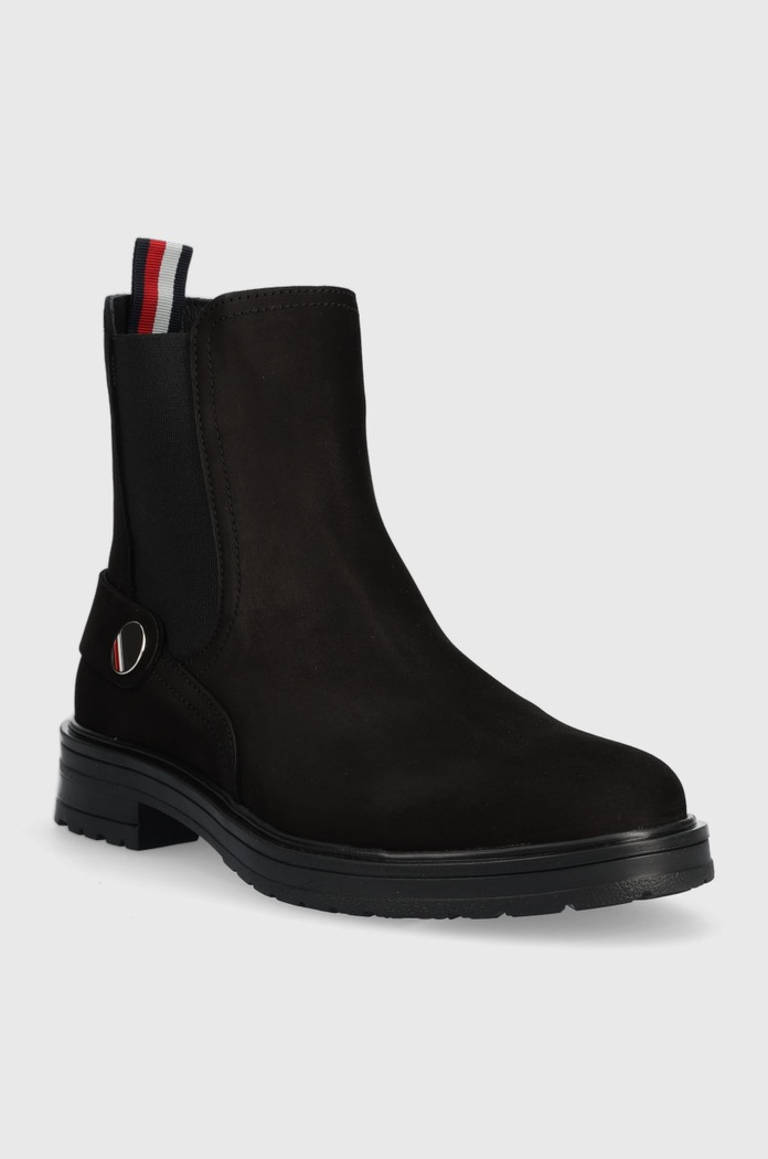 Tommy Hilfiger magasszárú cipő velúrból FW0FW06742.BDS fekete AW22