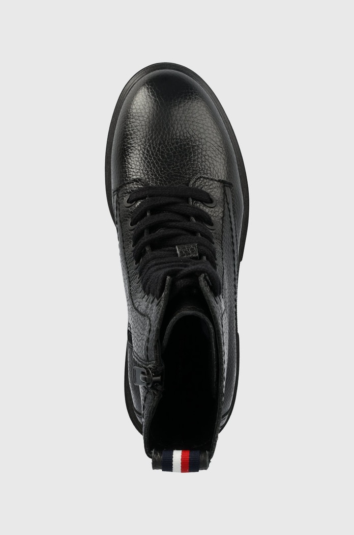 Kožne čizme Tommy Hilfiger Monochromatic Lace Up Boot crna FW0FW06732.BDS