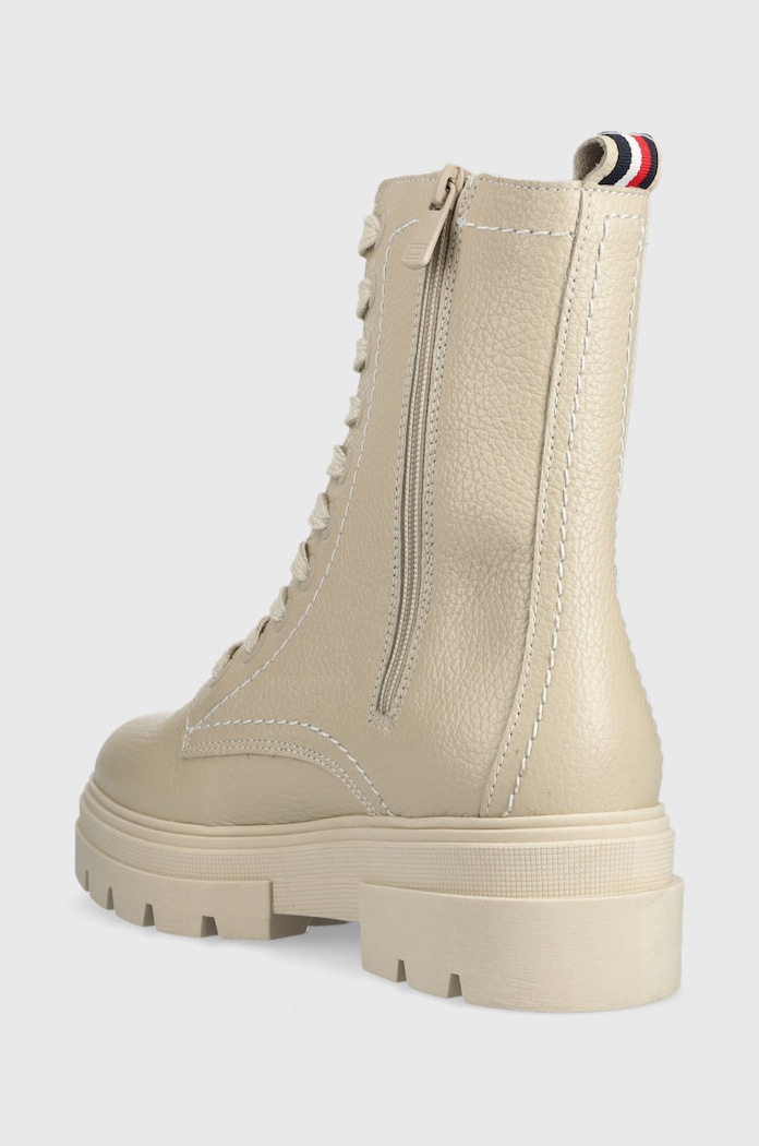 Încălțăminte Tommy Hilfiger bocanci de piele Monochromatic Lace Up Boot FW0FW06732.ACI bej