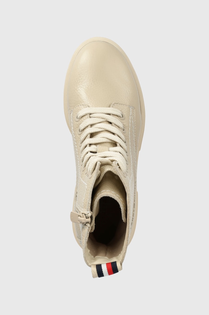 Tommy Hilfiger bocanci de piele Monochromatic Lace Up Boot bej FW0FW06732.ACI