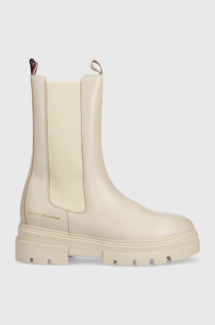 Tommy Hilfiger ghete chelsea de piele Monochromatic Chelsea Boot 5-8 cm bej FW0FW06730.ACI