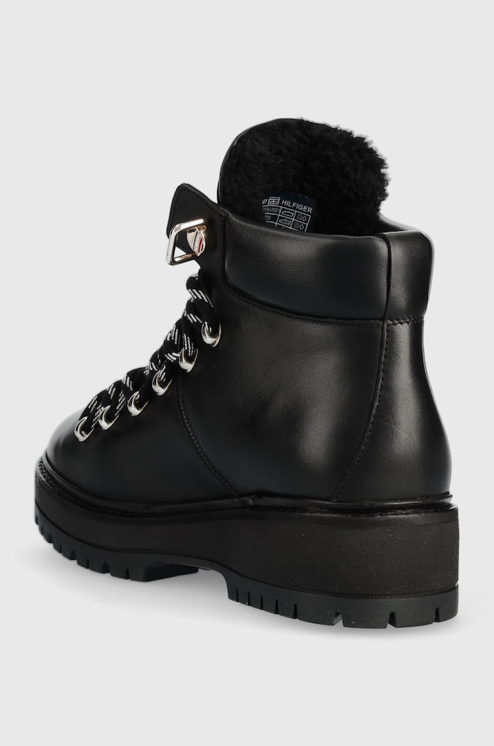 Cipők Tommy Hilfiger bokacsizma Leather Outdoor Flat Boot FW0FW06725.BDS fekete