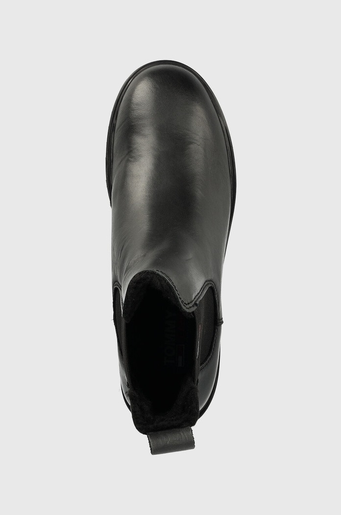 Tommy Jeans sztyblety skórzane Warmlined Chelsea Boot czarny EN0EN01991.BDS
