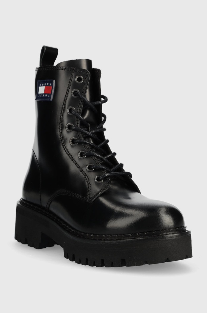 Kožené workery Tommy Jeans Urban Tommy Jeans Lace Up Boot EN0EN01995.BDS černá AW22