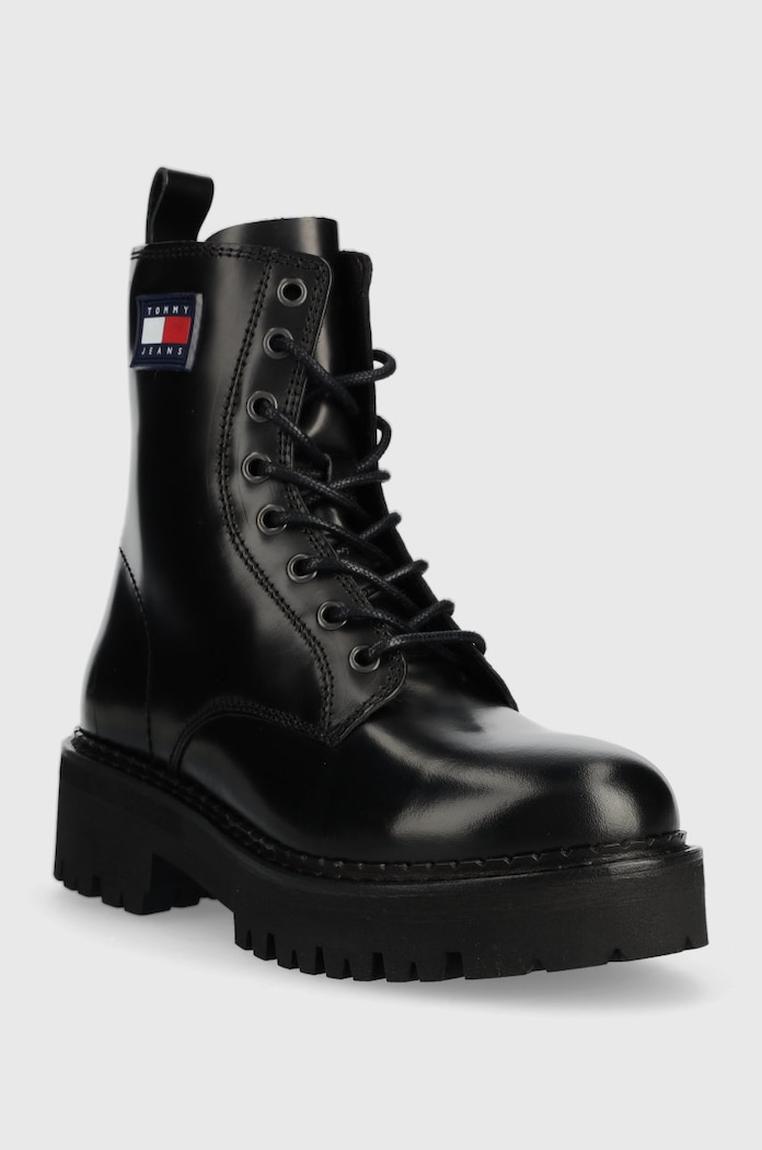 Kožené workery Tommy Jeans Urban Tommy Jeans Lace Up Boot EN0EN01995.BDS černá AW22