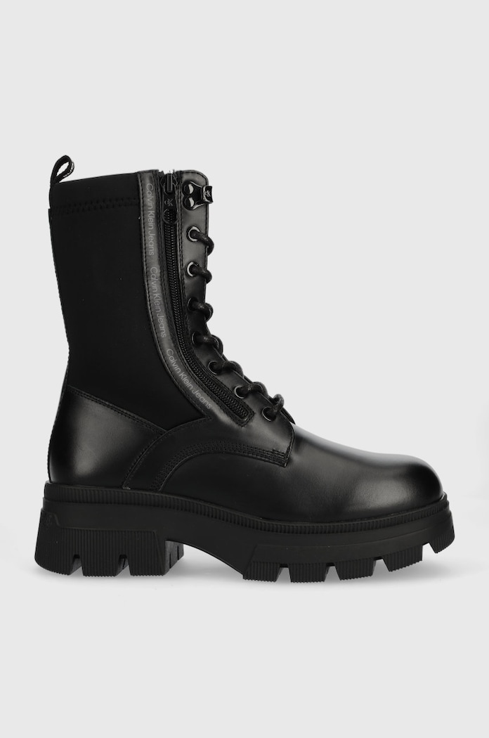 Calvin Klein Jeans workery Chunky Combat Laceup tekstylny czarny YW0YW00740.BDS
