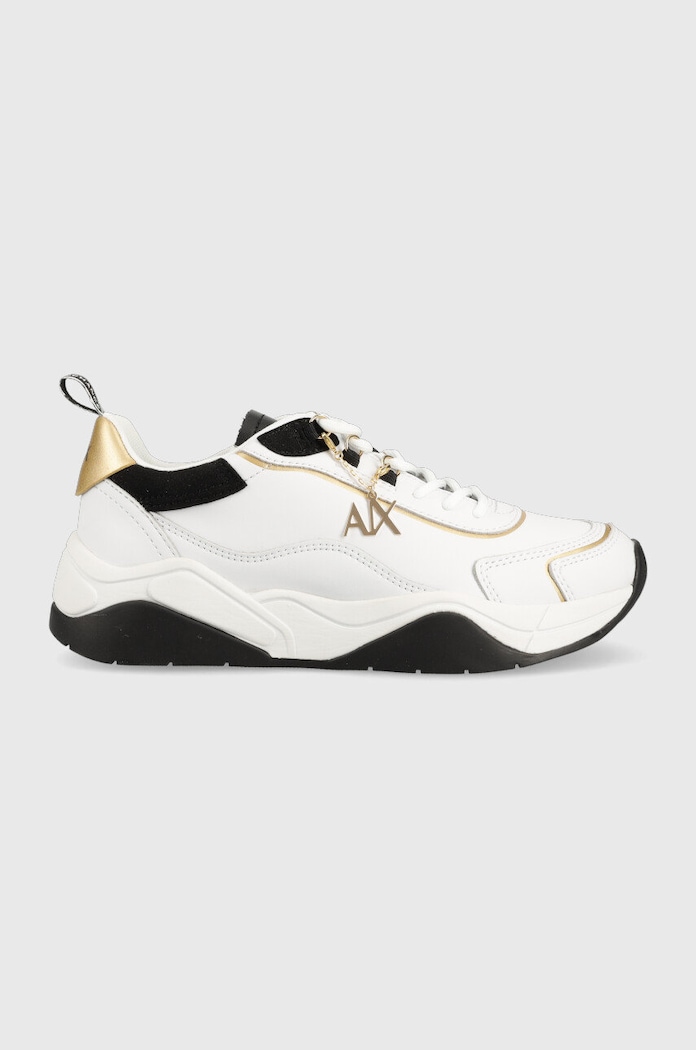 Armani Exchange sneakersy skórzane tekstylny biały XDX104.XV580.S037