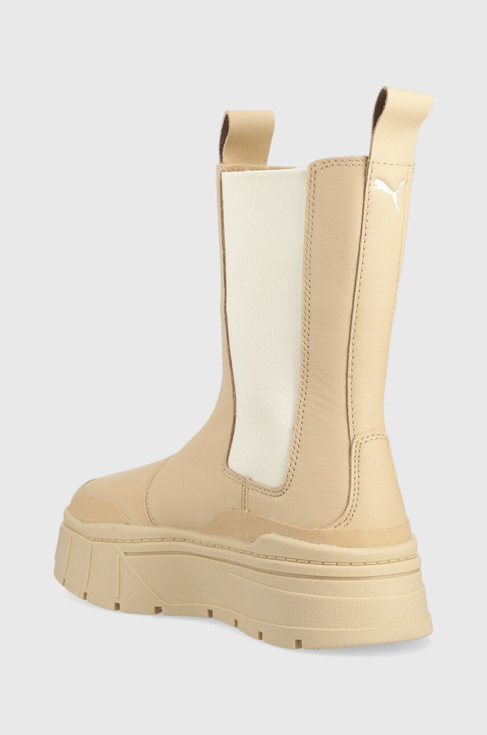Shoes Puma leather chelsea boots Mayze Stack 386272 beige