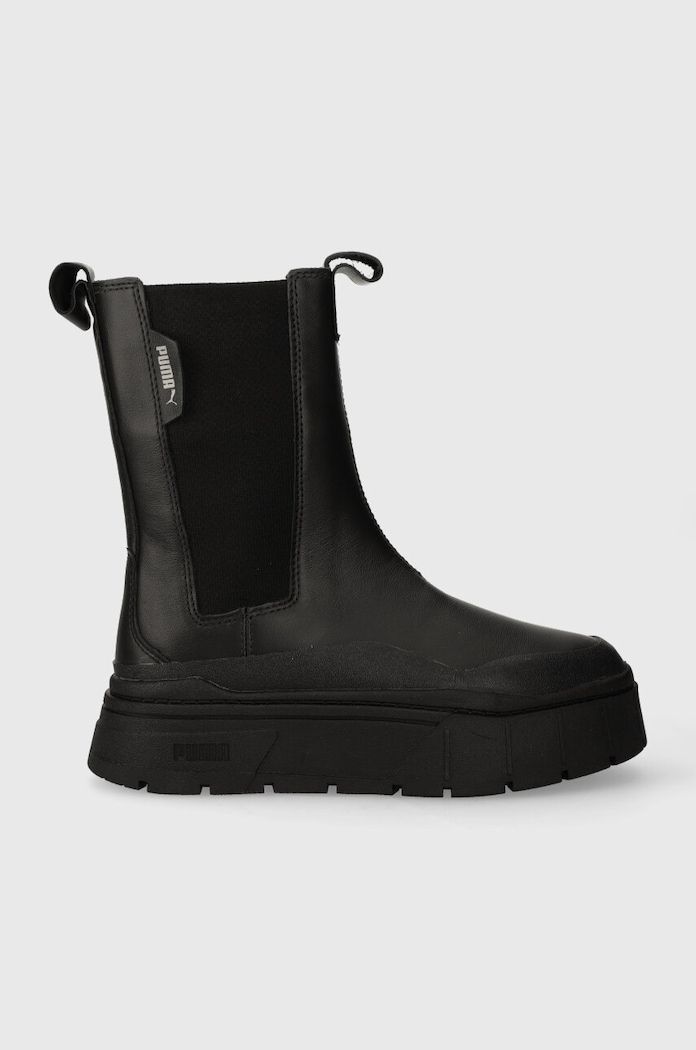 Puma sztyblety skórzane Mayze Stack tekstylny czarny 386272