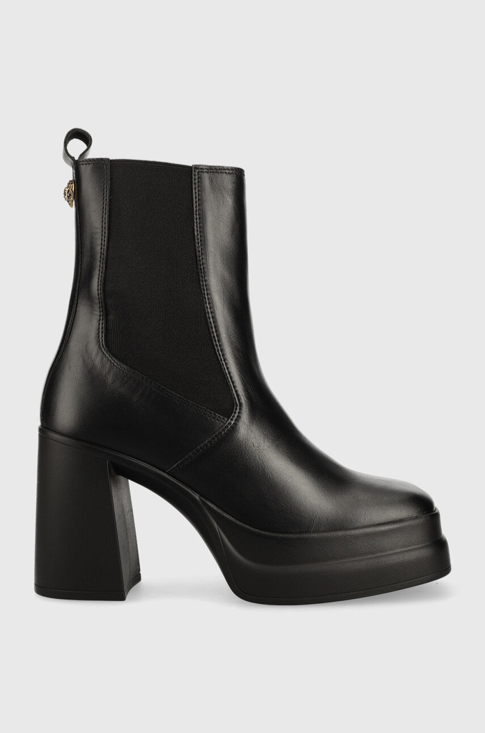 Kožené kotníkové boty Kurt Geiger London Stomp Heeled Chelsea nezateplené černá 9319000109.BLK