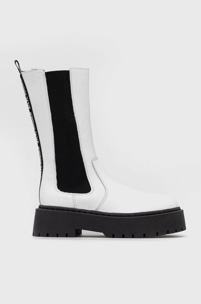 Δερμάτινες μπότες τσέλσι Steve Madden Vivianne ίσια πλατφόρμα λευκό SM11001286.148