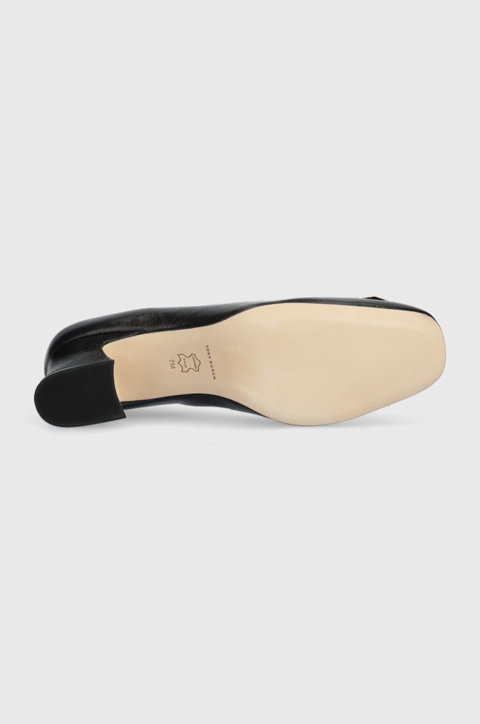 Tory Burch czółenka skórzane Woven Double T 140862.006 czarny