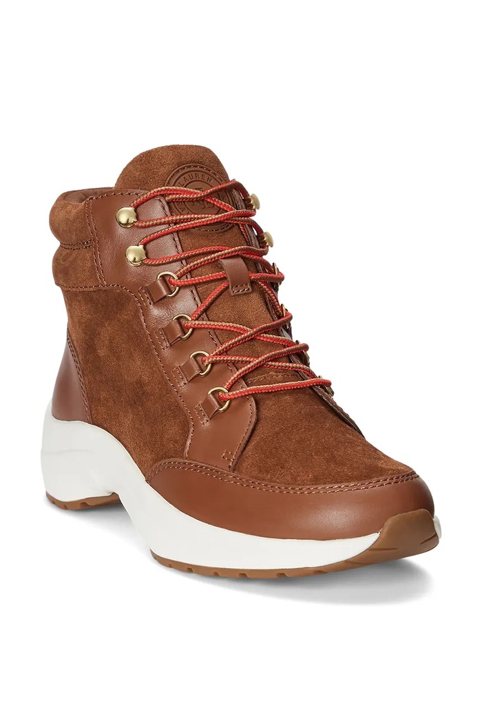 Δερμάτινες μπότες Lauren Ralph Lauren Wpsuede 802875308001.200 καφέ AW22