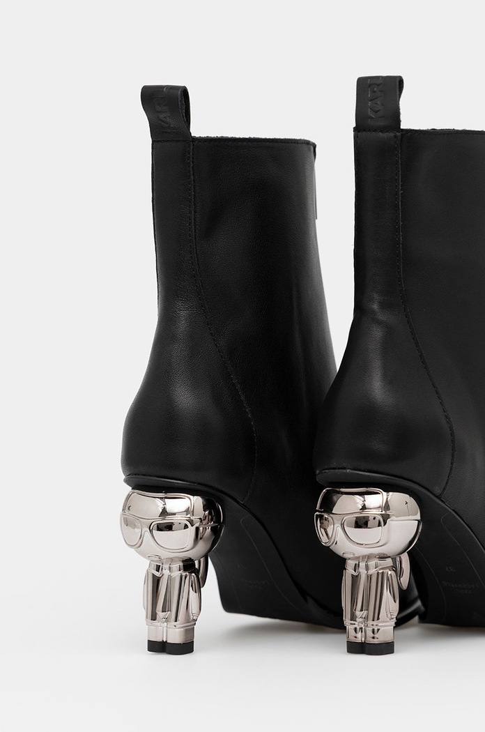 Boty Kožené kotníkové boty Karl Lagerfeld Ikon Heel KL39040.000 černá