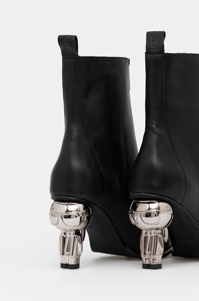 Boty Kožené kotníkové boty Karl Lagerfeld Ikon Heel KL39040.000 černá