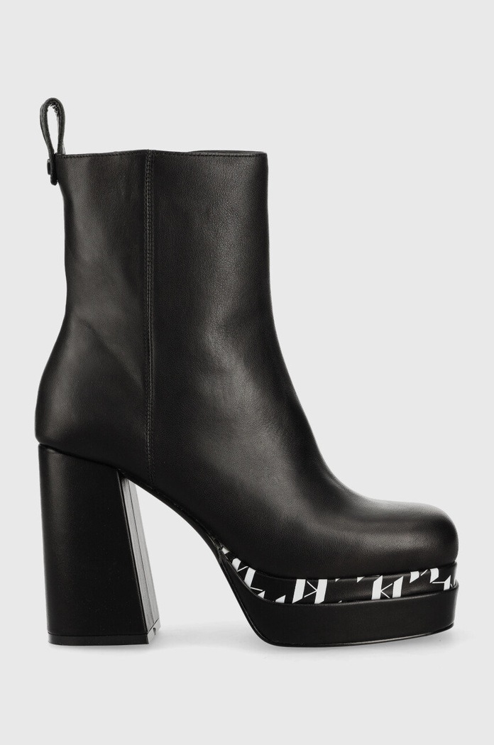 Kožené kotníkové boty Karl Lagerfeld Strada nezateplené černá KL30144.000