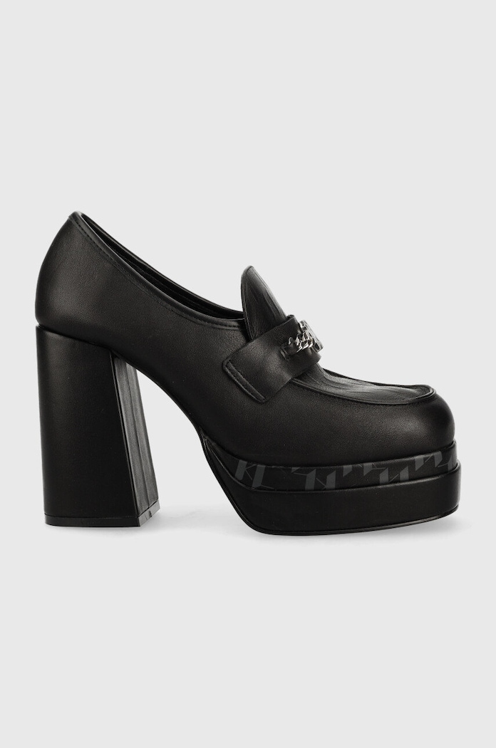 Karl Lagerfeld czółenka skórzane STRADA słupek czarny KL30134.000