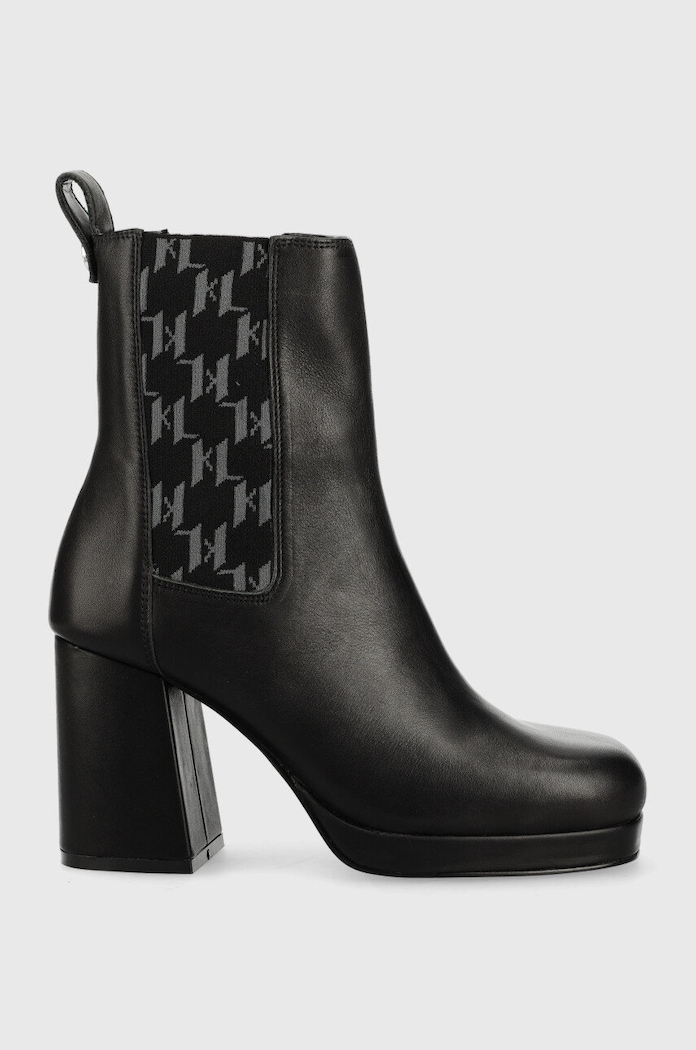 Кожени боти челси Karl Lagerfeld LAVINIA III гладка кожа черен KL39940.000