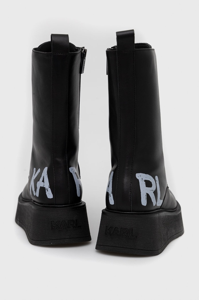 Boty Kožené kotníkové boty Karl Lagerfeld Zephyr KL42475.000 černá