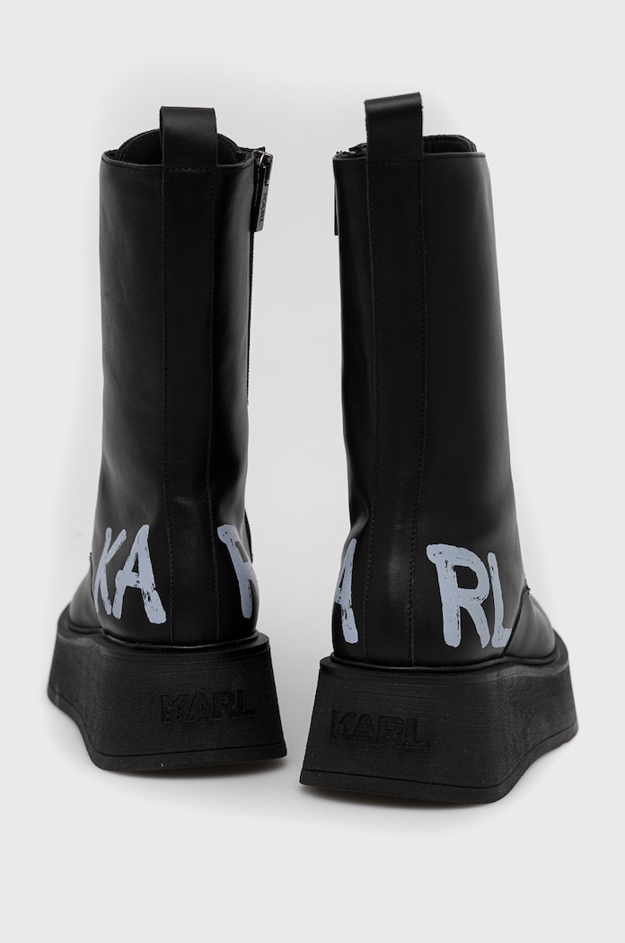Boty Kožené kotníkové boty Karl Lagerfeld Zephyr KL42475.000 černá