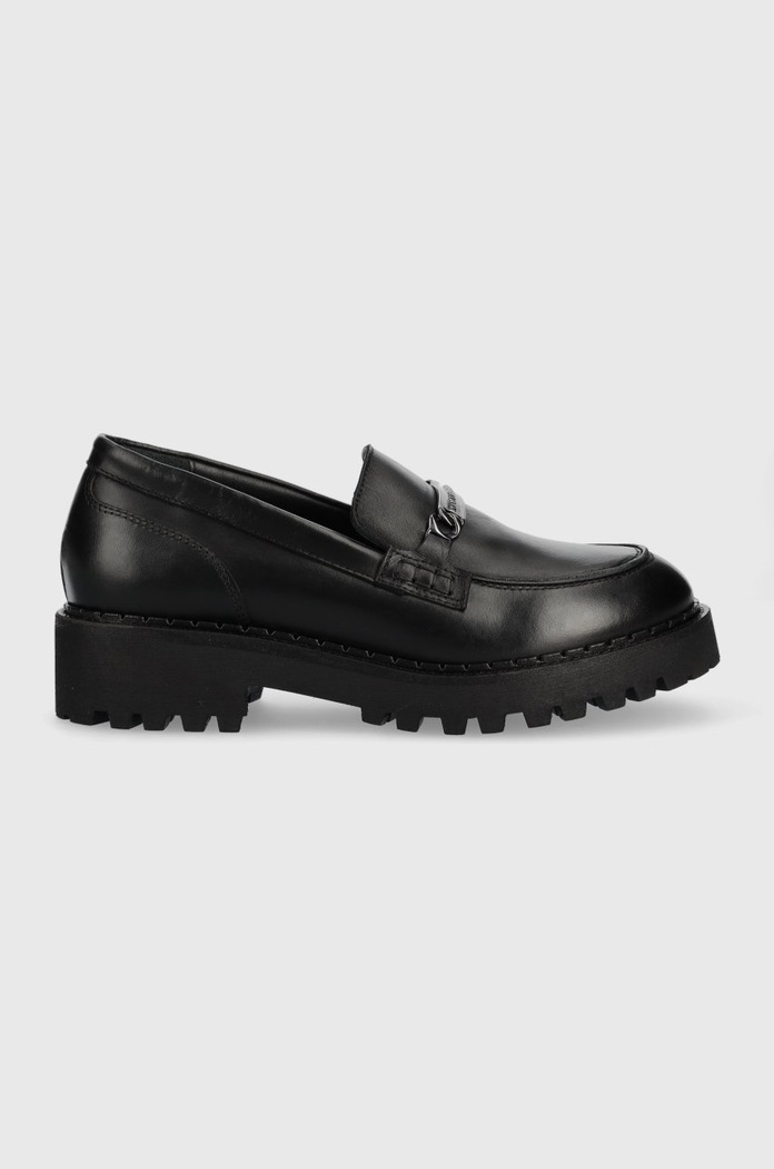 Karl Lagerfeld mokasyny skórzane TROUPE platforma czarny KL45410.000