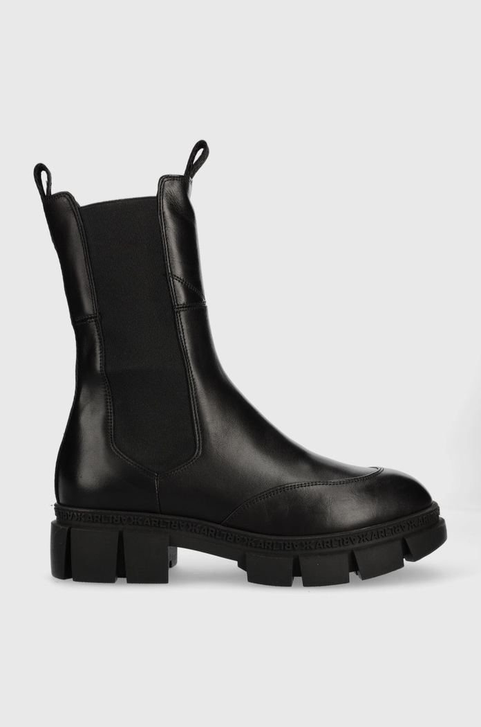 Kožené kotníkové boty Karl Lagerfeld Aria platforma černá KL43280.000
